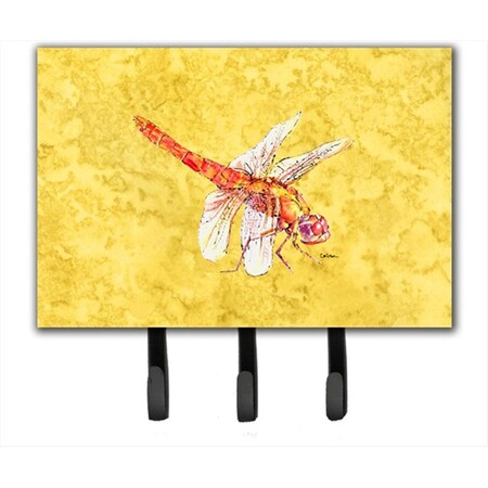 Carolines Treasures 6 x 9 In. Dragonfly on Yellow Leash or Key Holder 8866TH68